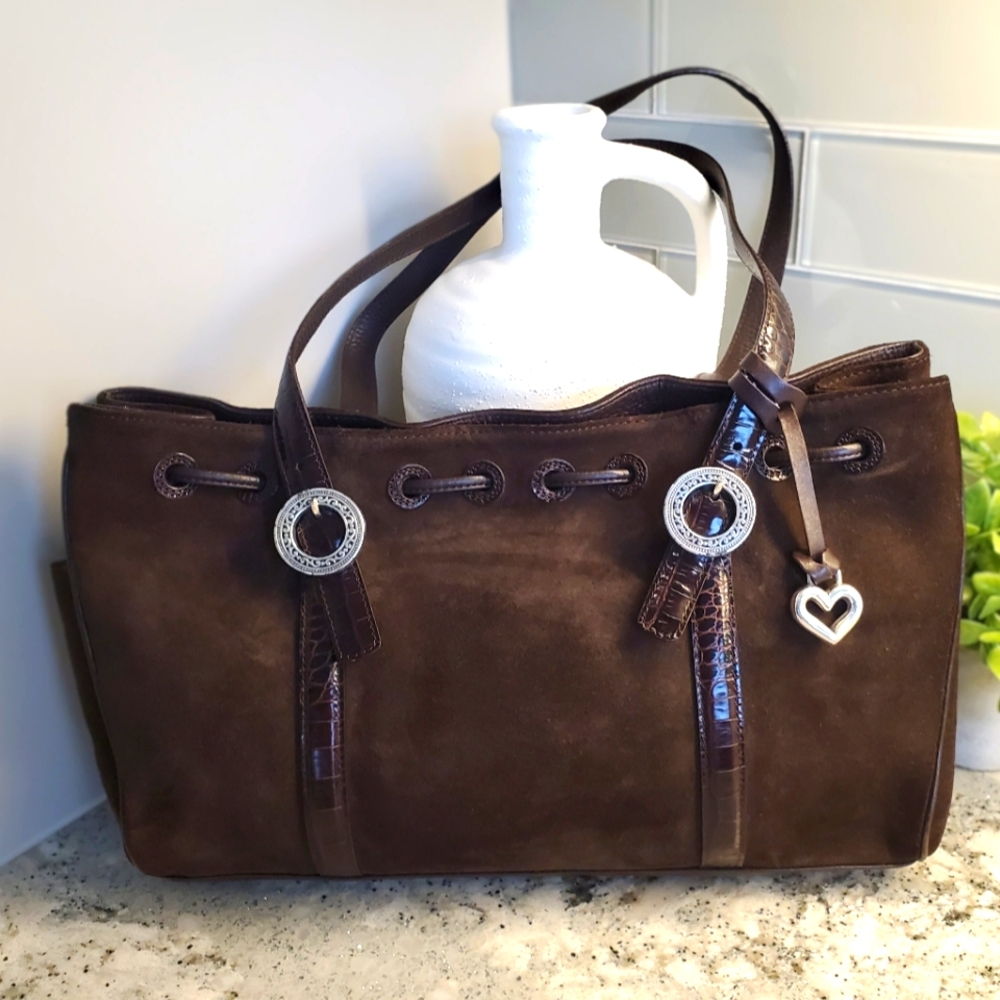Brighton Chocolate Brown Suede & Leather Purse